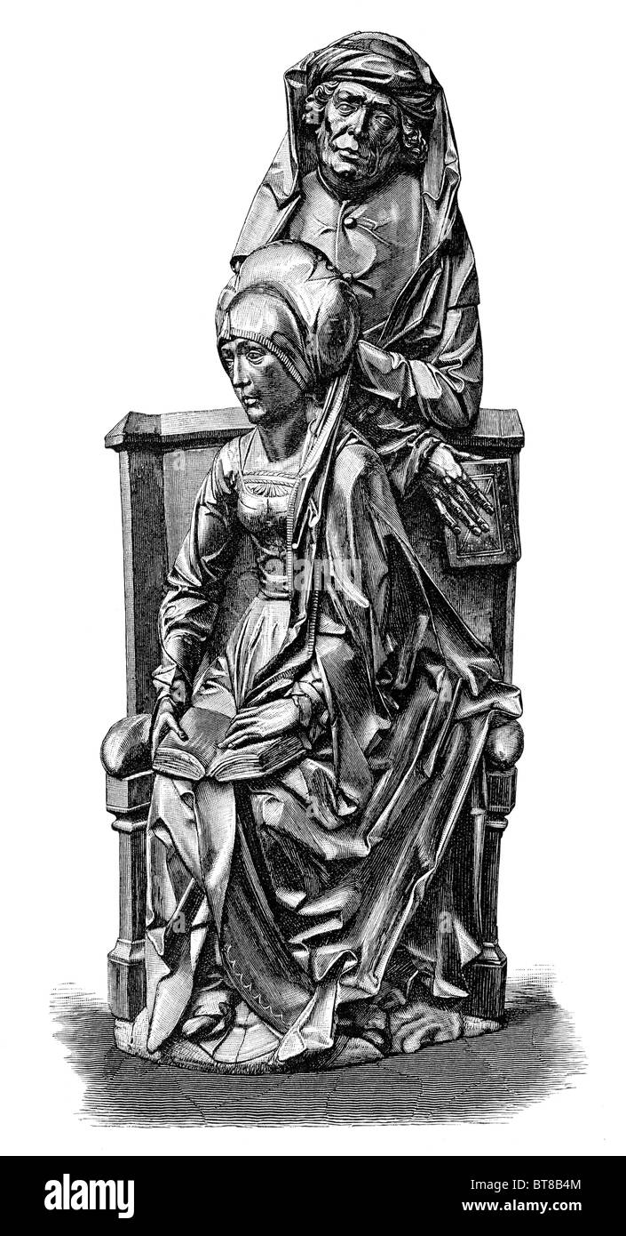 Skulptur von Tilman Riemenschneider. Holzschnitt 1885 Edition Geschichte der Deutschen Kunst v. 1 Stockfoto
