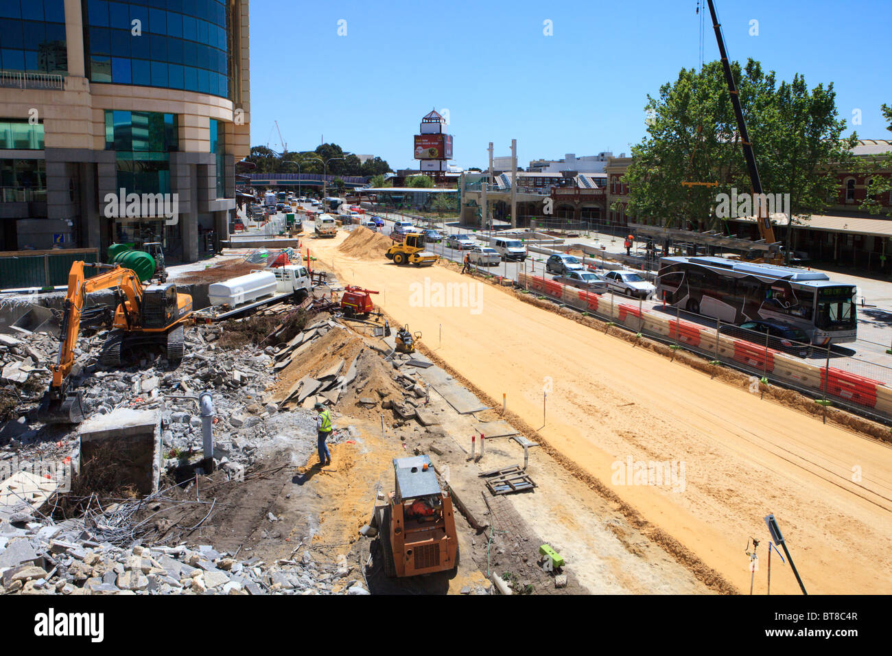 Wellington Street und Forrest Chase Sanierung in Perth, Western Australia Stockfoto