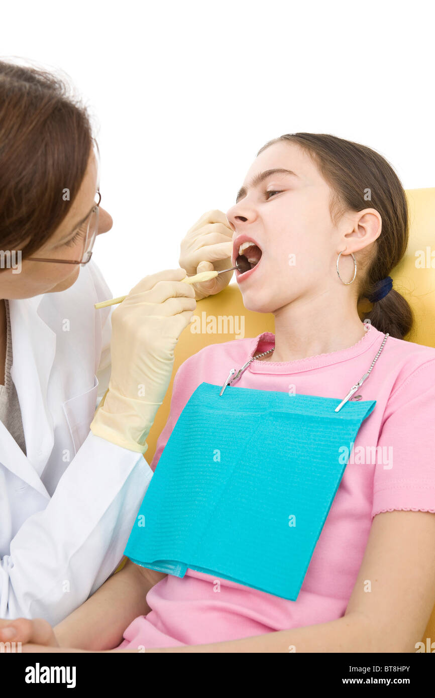 Mädchen beim Zahnarzt Stockfoto