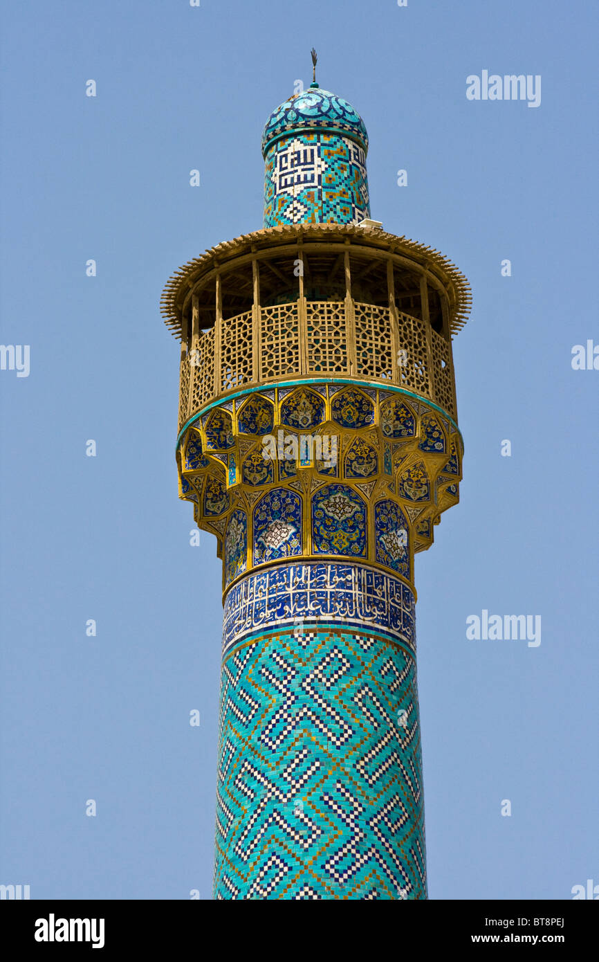Minarett in Imam-Moschee in Isfahan, Iran Stockfoto