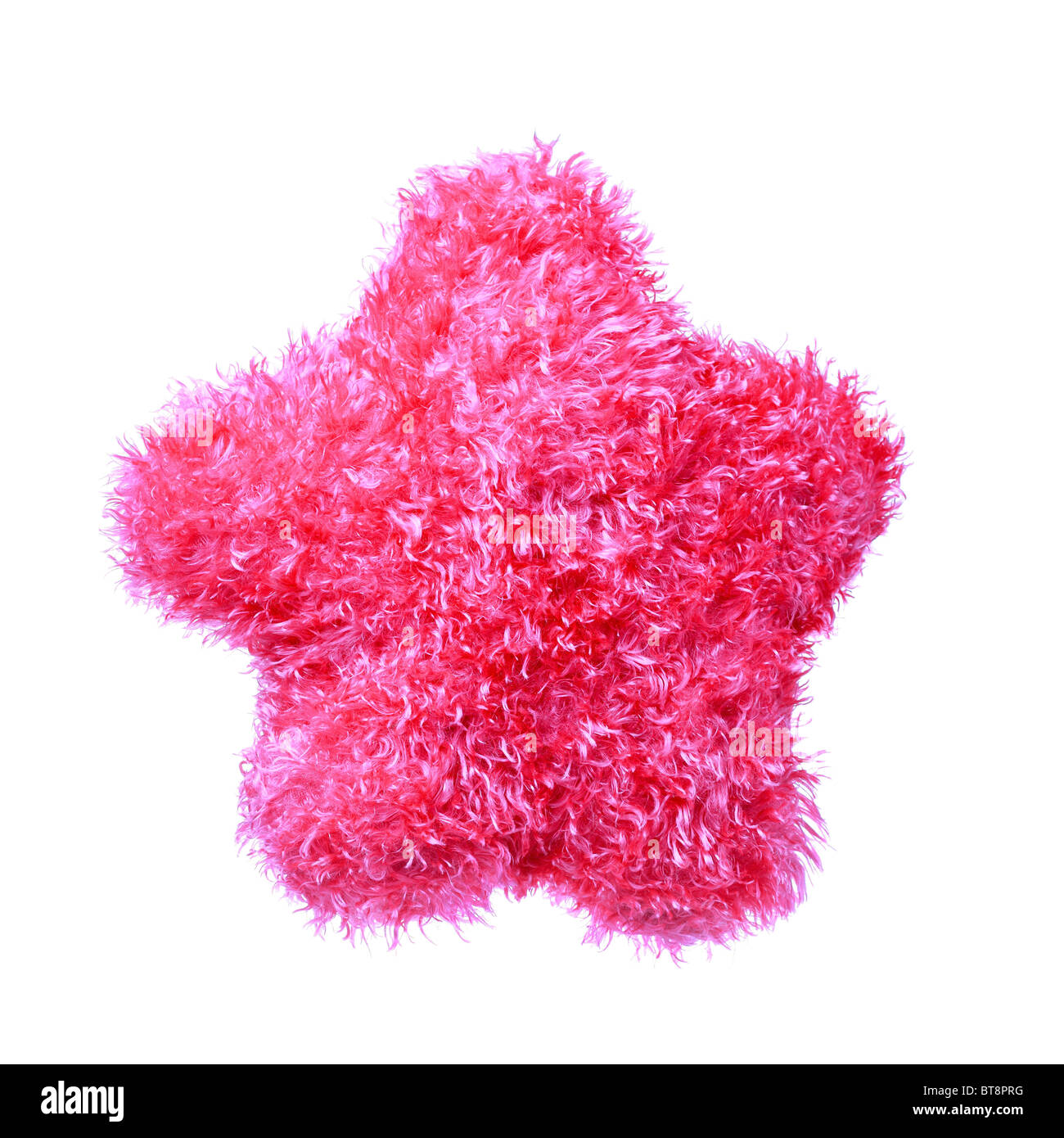 sternförmige rosa Kissen isoliert auf weiss Stockfoto