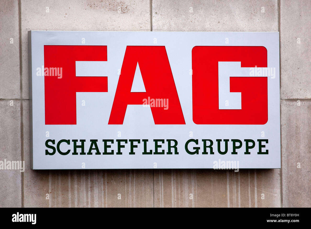 Logo, Rolling-Element Lagerhersteller FAG Schaeffler KG, Schaeffler Gruppe, Schweinfurt, Bayern, Deutschland, Europa Stockfoto