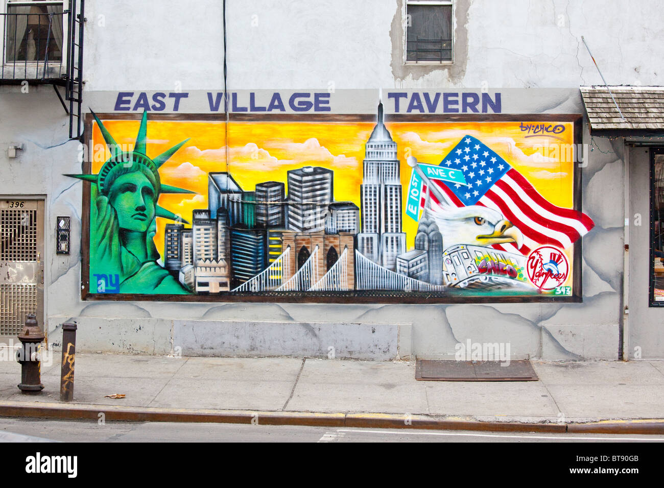 Wandbild im East Village Tavern, New York City Stockfoto