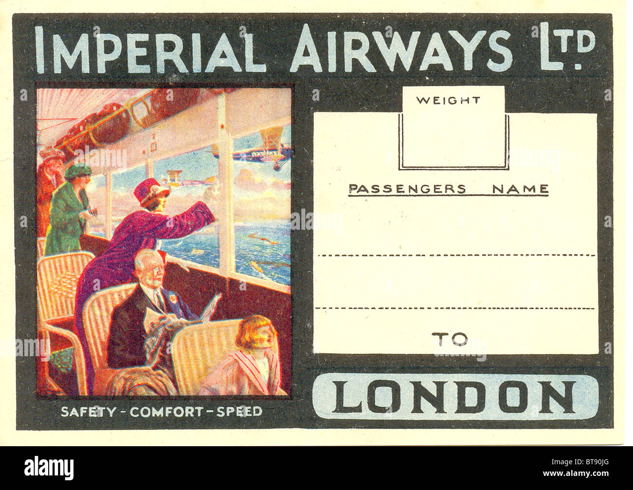 Gepäck-Label für Imperial Airways ca. 1925 Stockfoto