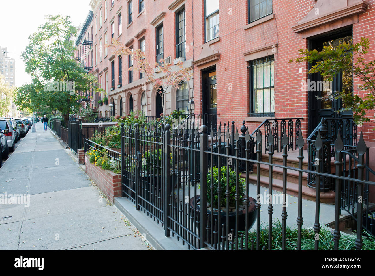 Typische Wohnstraße im Viertel Chelsea in Manhattan New York City Stockfoto