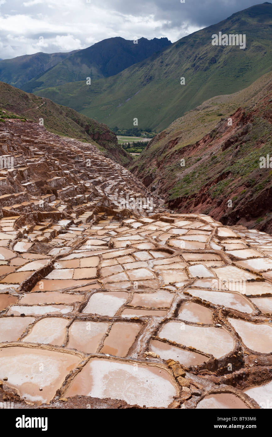 Salinen von Mara, Peru, Südamerika Stockfoto