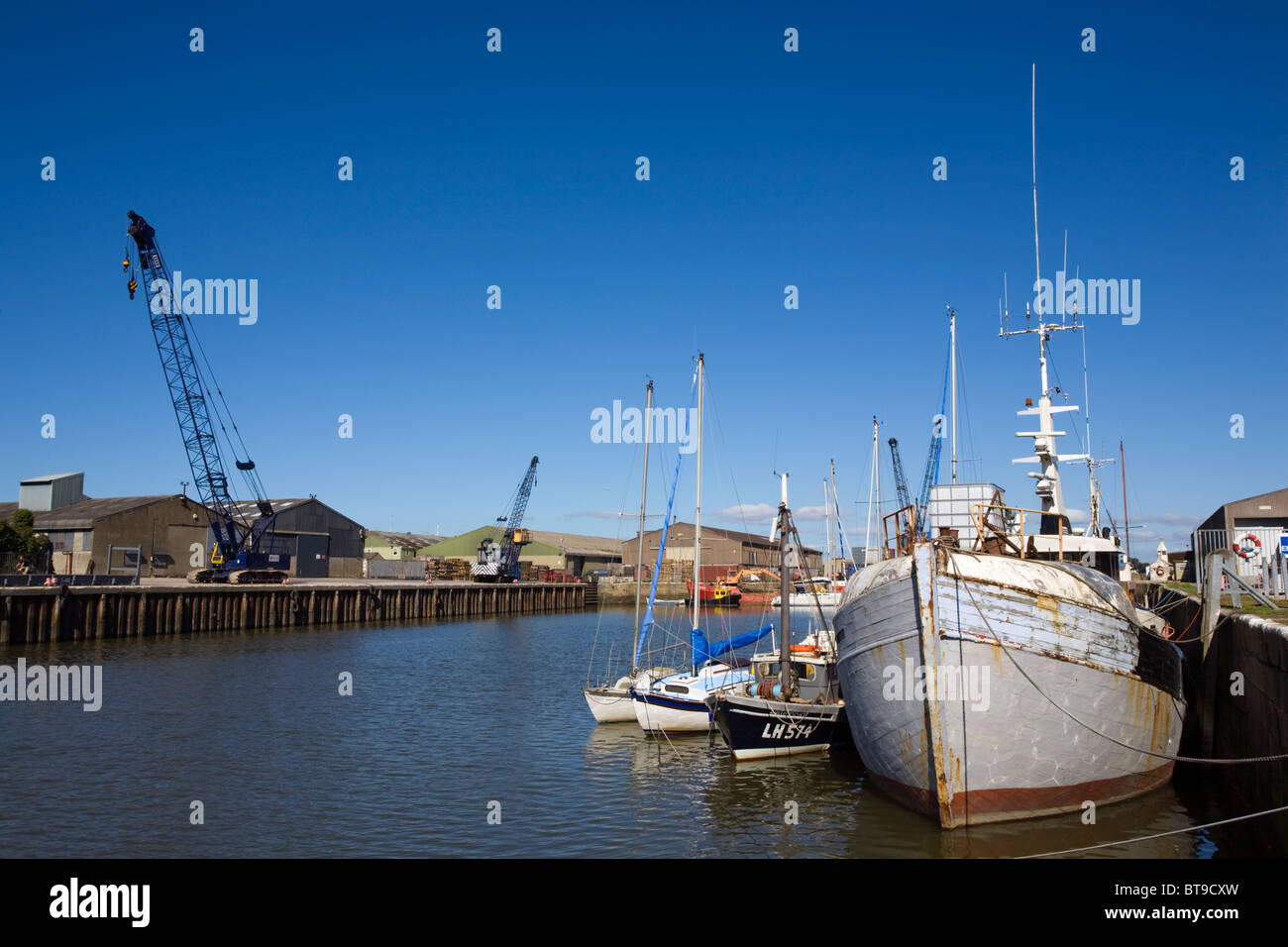 Festgemachten Boote bei Glasson Dock in der Nähe von Lancaster Stockfoto