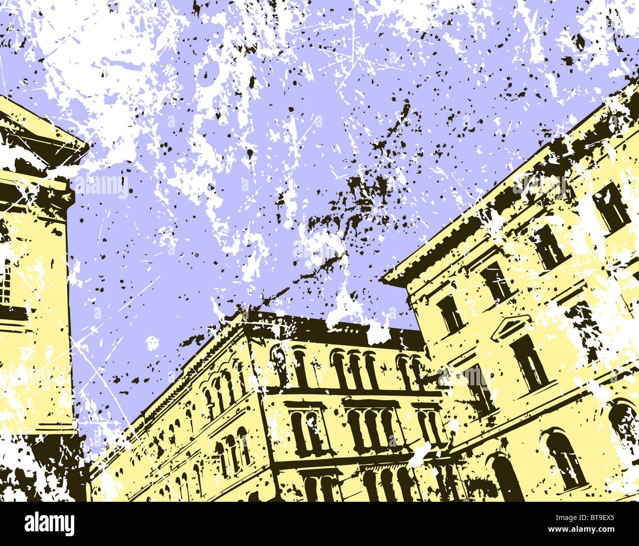 Illustration der Stadtgebäude und grunge Stockfoto