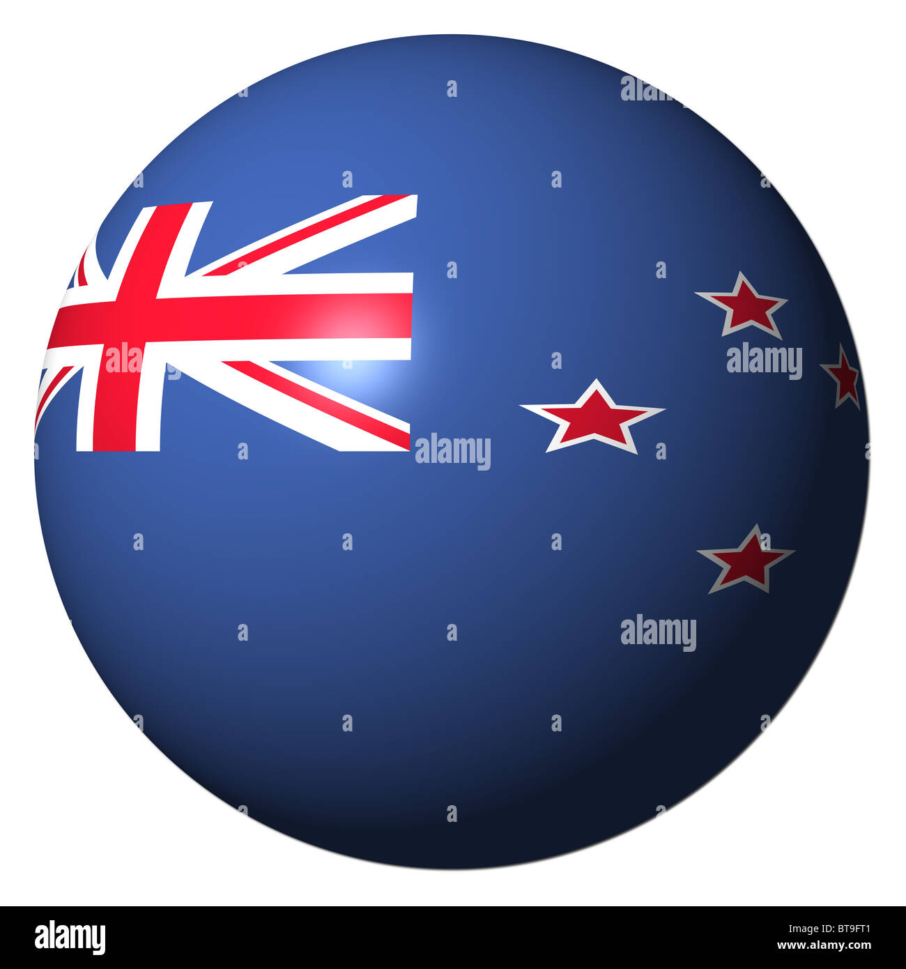 Neuseeland Fahne Kugel isoliert auf weißem Abbildung Stockfoto