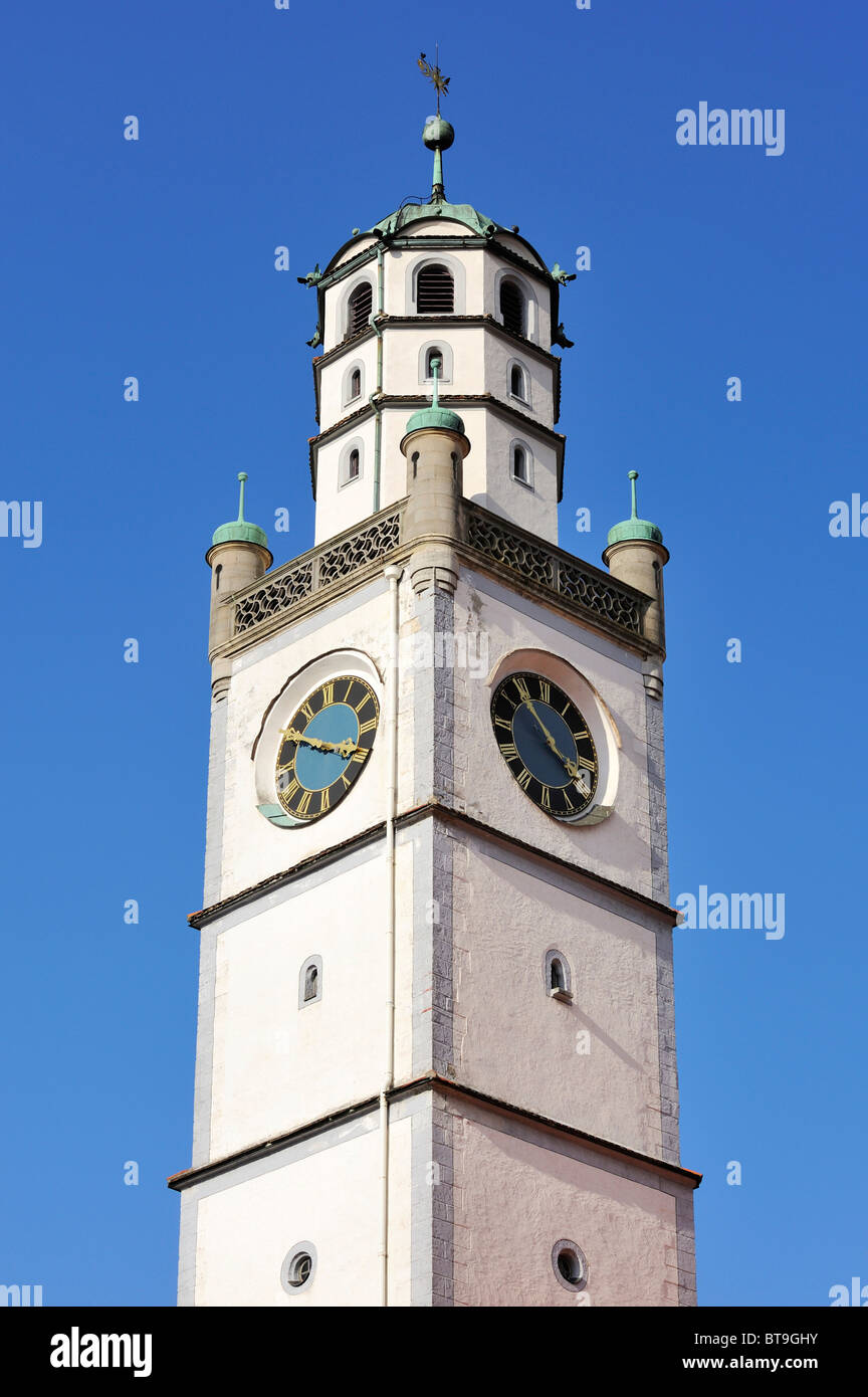 Details zu den Blaserturm-Turm in der historischen alten Stadt Ravensburg, Landkreis Ravensburg, Baden-Württemberg, Deutschland, Europa Stockfoto