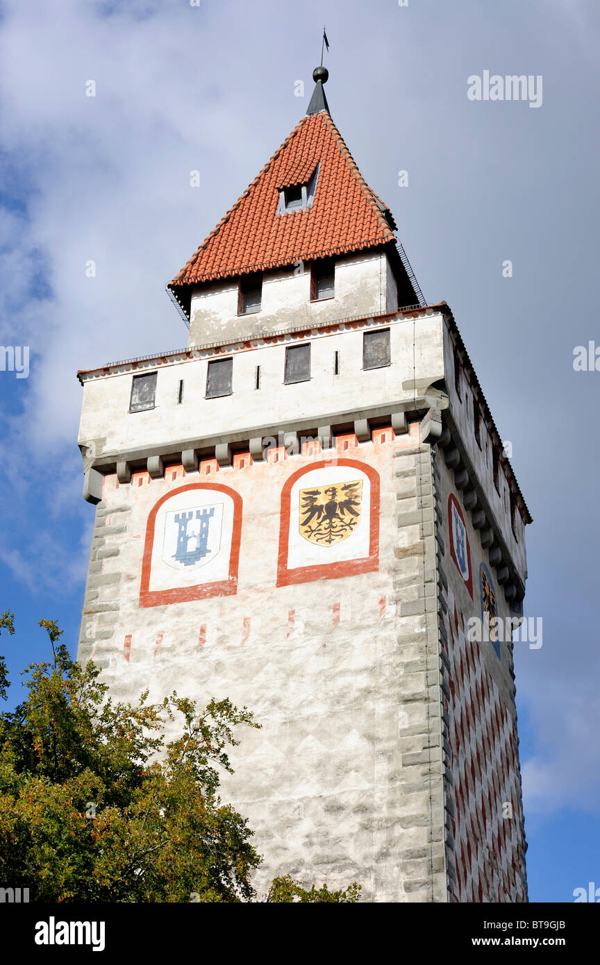 Der bemalte Turm in der historischen alten Stadt Ravensburg, Landkreis Ravensburg, Baden-Württemberg, Deutschland, Europa Stockfoto