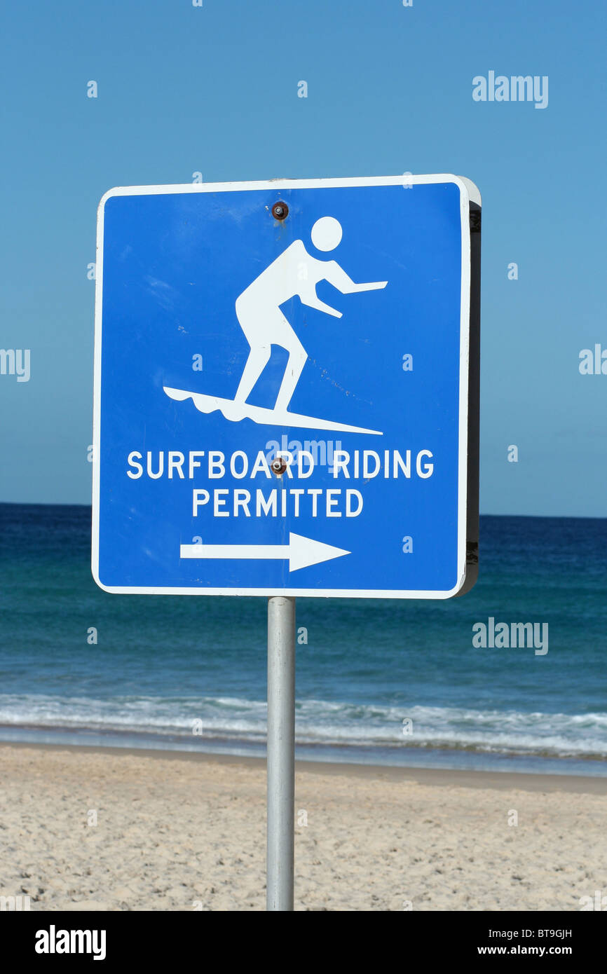 Surfen-Zeichen am Bondi Beach, Australien Stockfoto