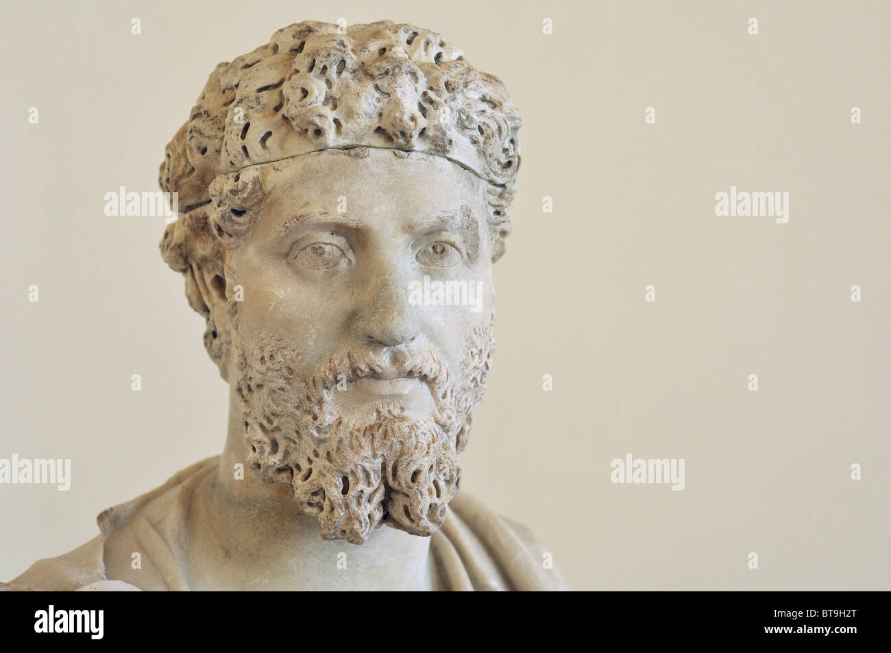 Rom. Italien. Büste Porträt des römischen Kaisers Septimius Severus (145 - 211 AD), 3. C. Chr. Museo Nazionale Romano. Palazzo Altemps. Stockfoto