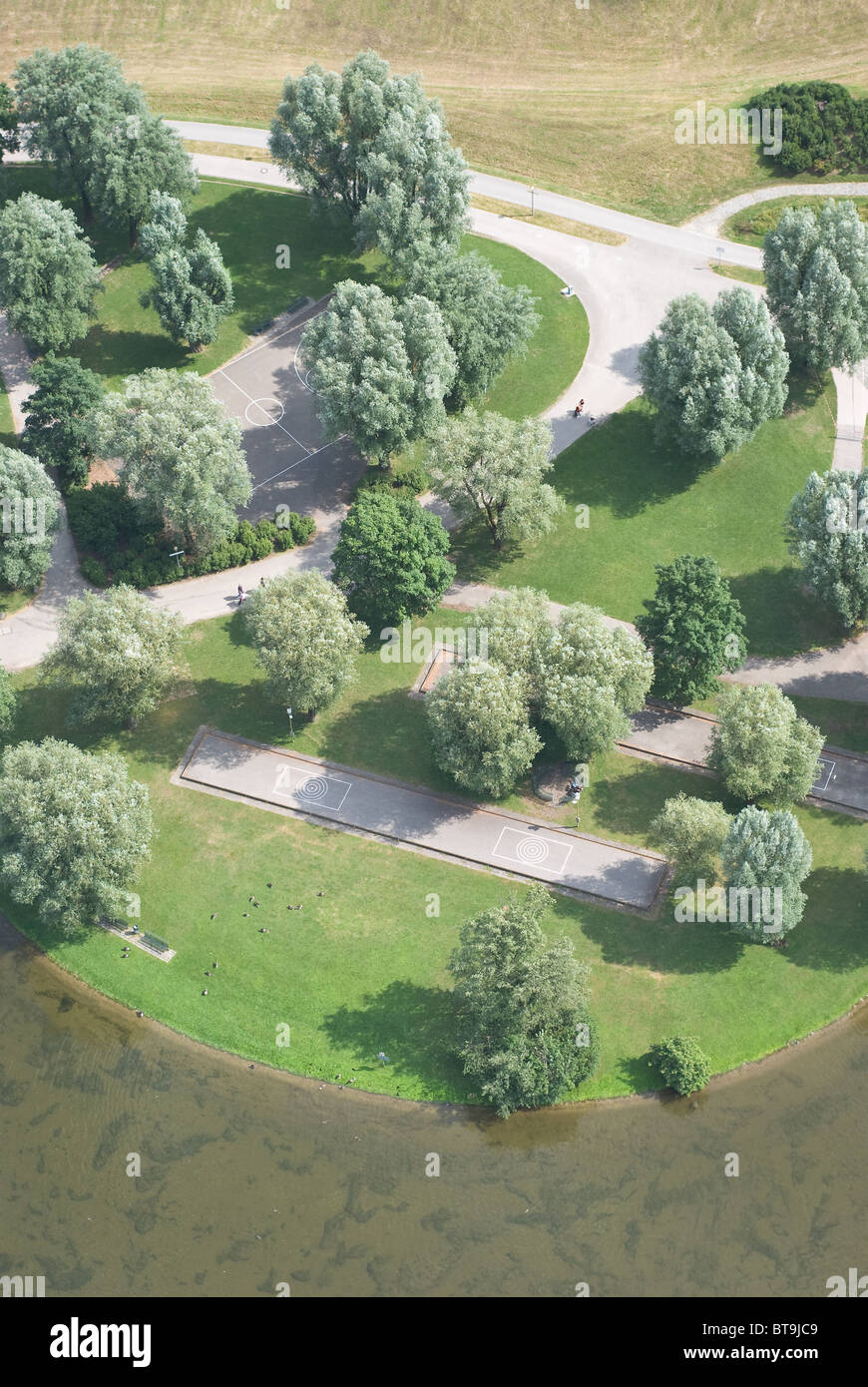Luftaufnahme der Freizeitpark als Symbol der Stadtplanung Stockfoto