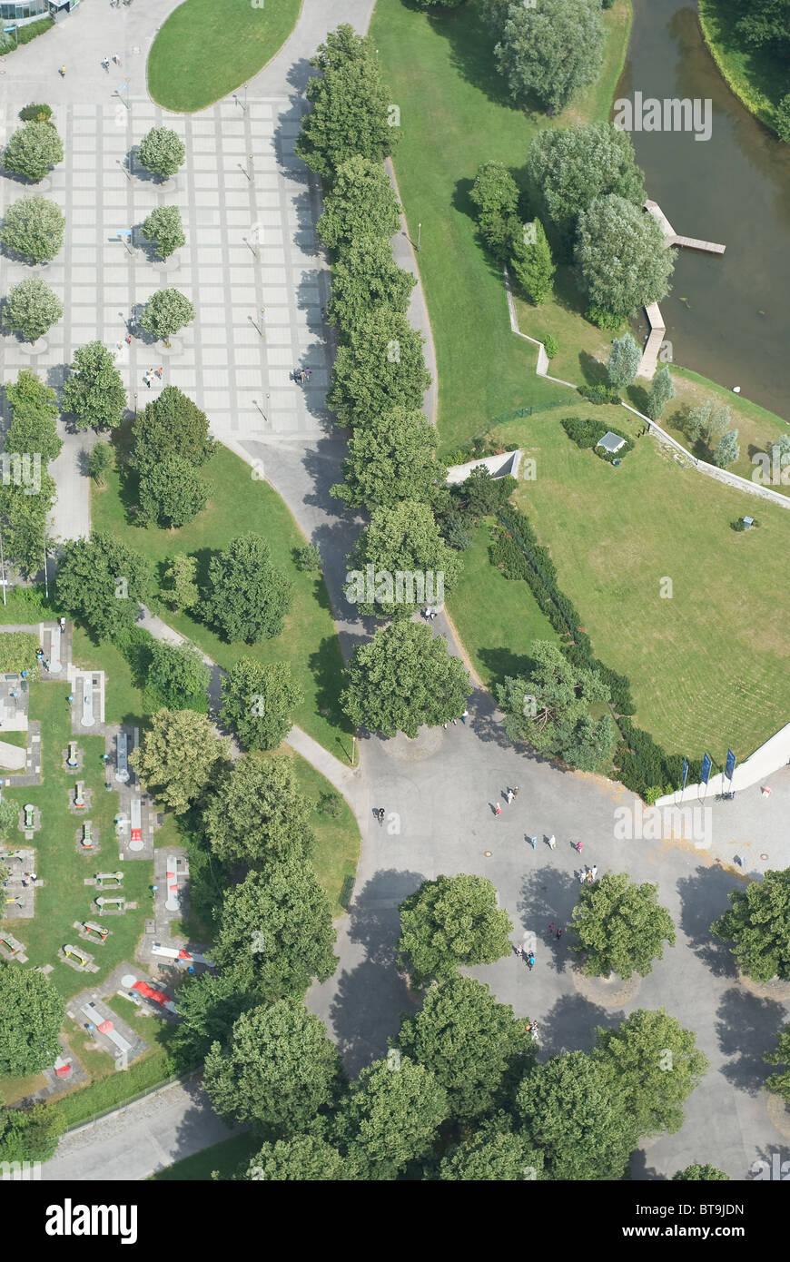 Luftbild mit Fußgängerzone als Symbol der Stadtplanung Stockfoto