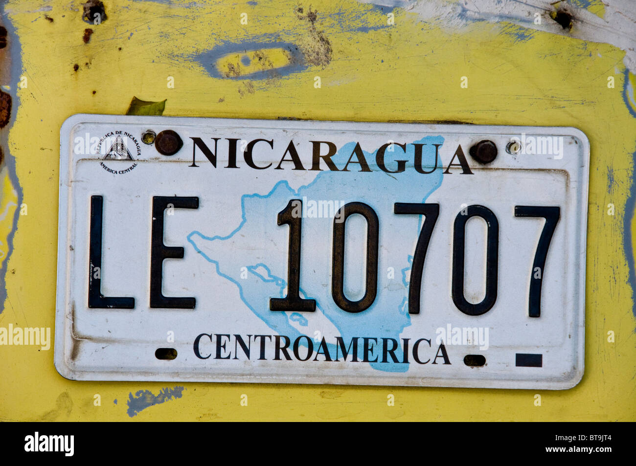 Auto-Kfz-Kennzeichen-Nicaragua Stockfoto