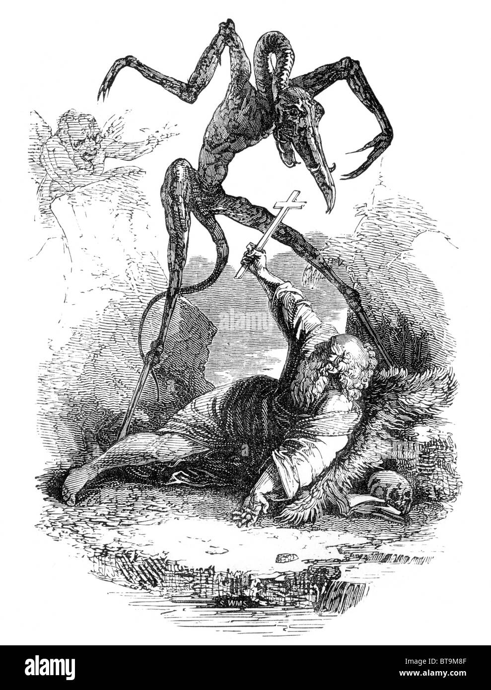 Die Versuchung des Heiligen Antonius der große; Schwarz / weiß Darstellung aus alltäglichen Buch William Hone Stockfoto