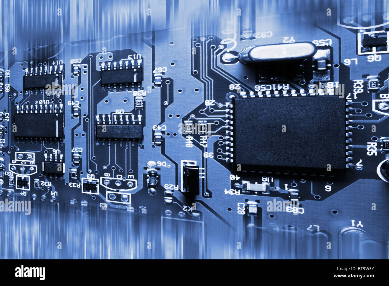 Abstrakt blau Elektronikplatine Hintergrund Stockfoto