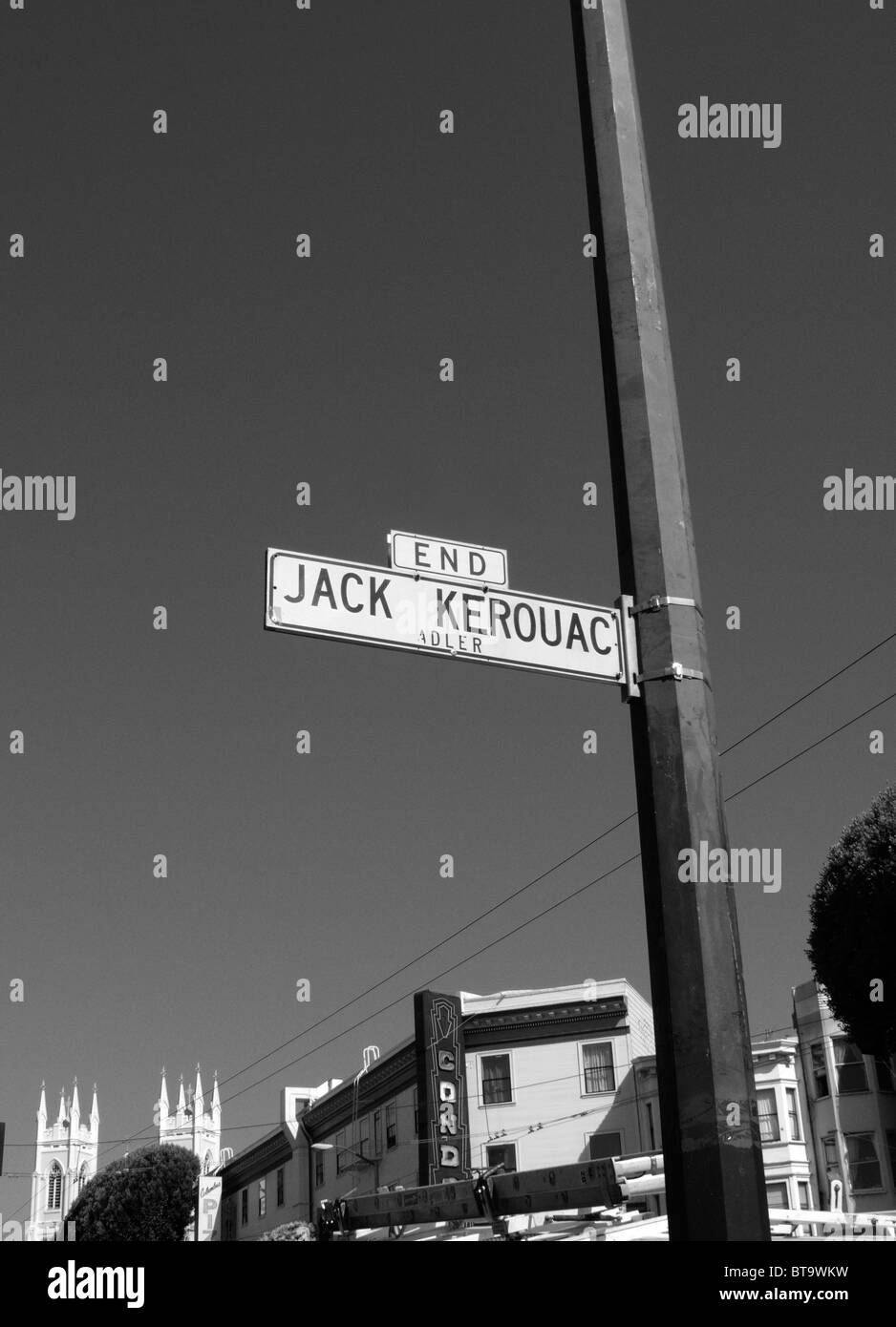 Ein Zeichen für eine Straße benannt nach Beat Generation Autor Jack Kerouac in San Francisco, Kalifornien Stockfoto