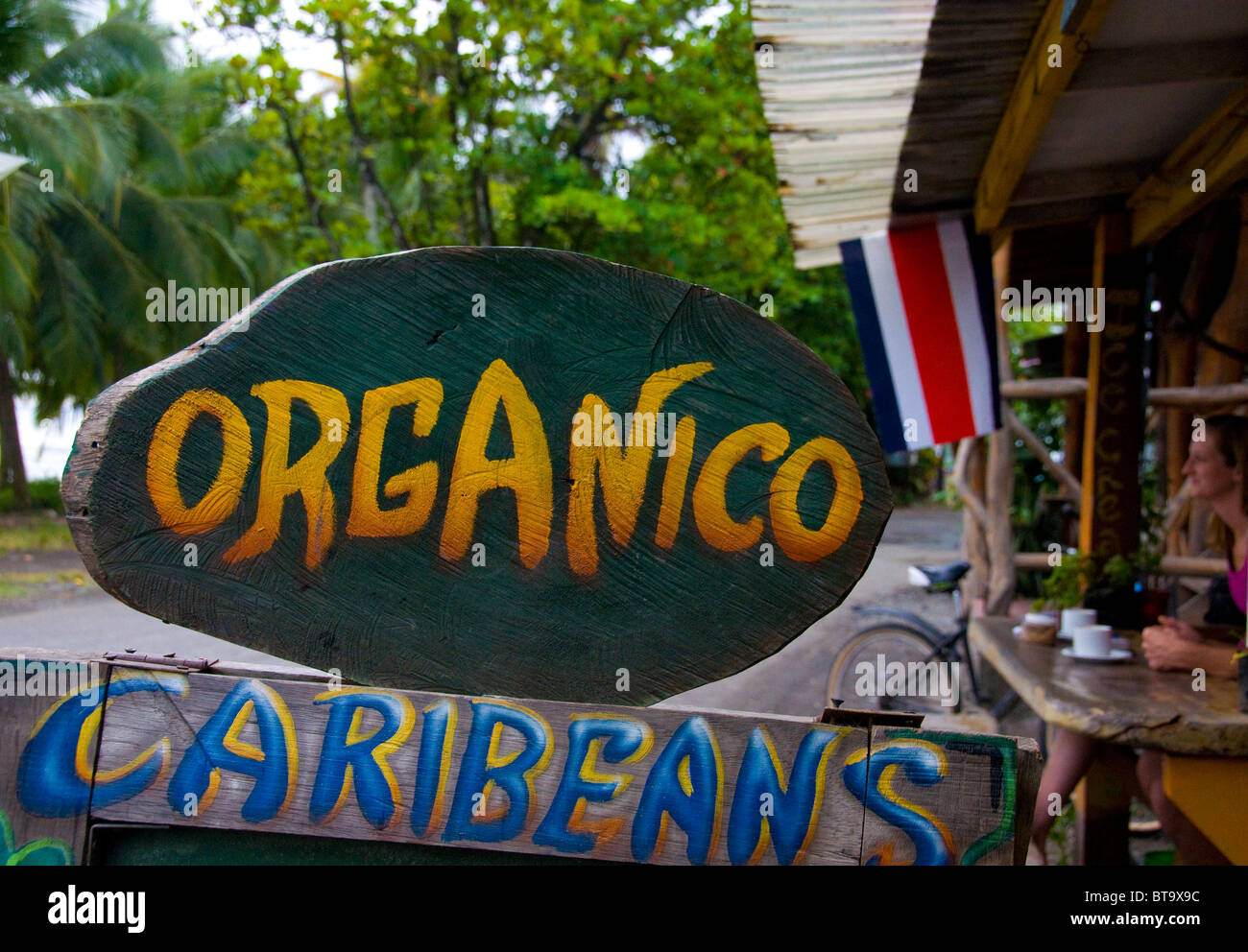 Bio Cafe Puerto Viejo-Costa Rica Stockfoto