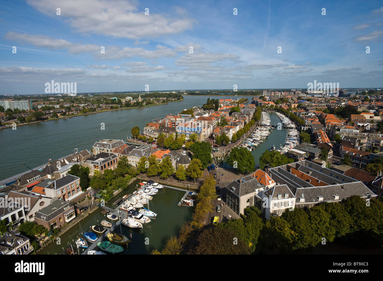 Blick auf die Stadt und die Maas, Dordrecht, Südholland, Holland, Niederlande, Europa Stockfoto