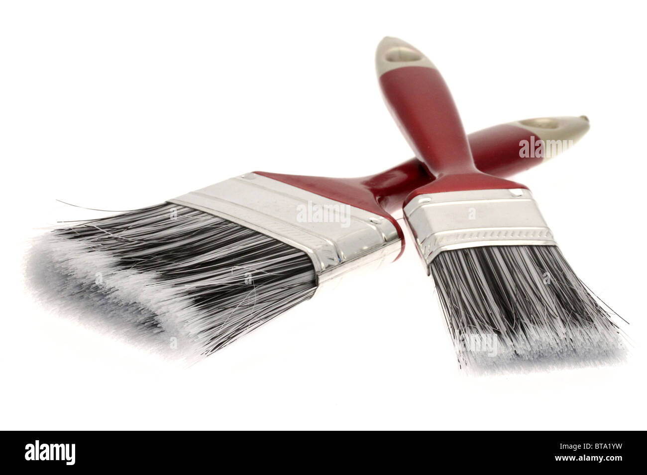 Zwei neue Pinsel mit weißem Hintergrund Stockfoto