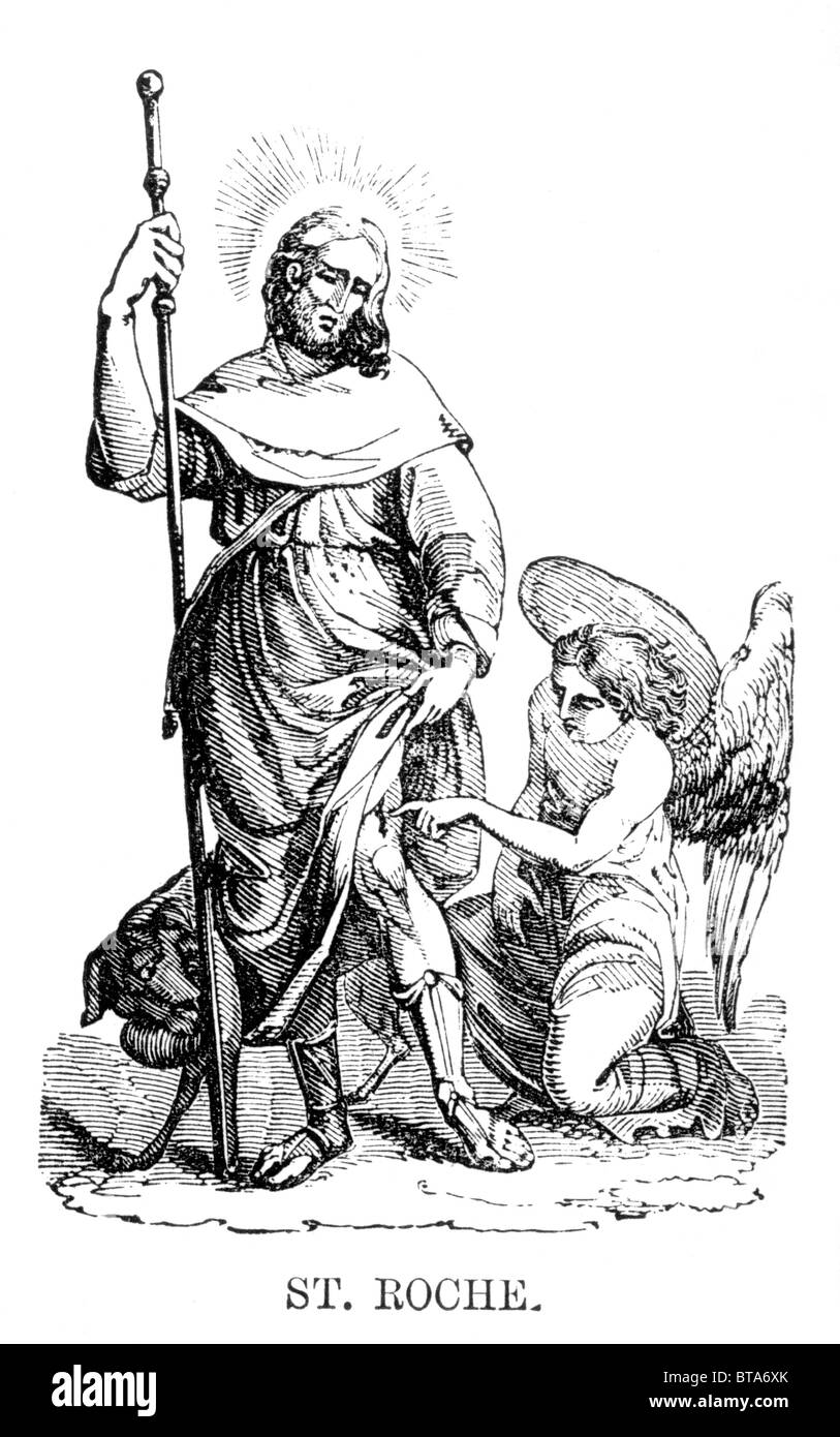 Saint Roche; Schwarz / weiß Darstellung aus alltäglichen Buch William Hone Stockfoto