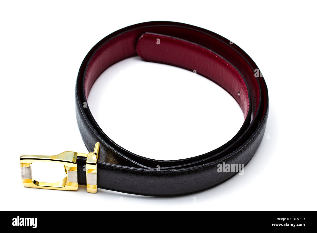 Ledergürtel isoliert auf weißem Hintergrund Stockfoto