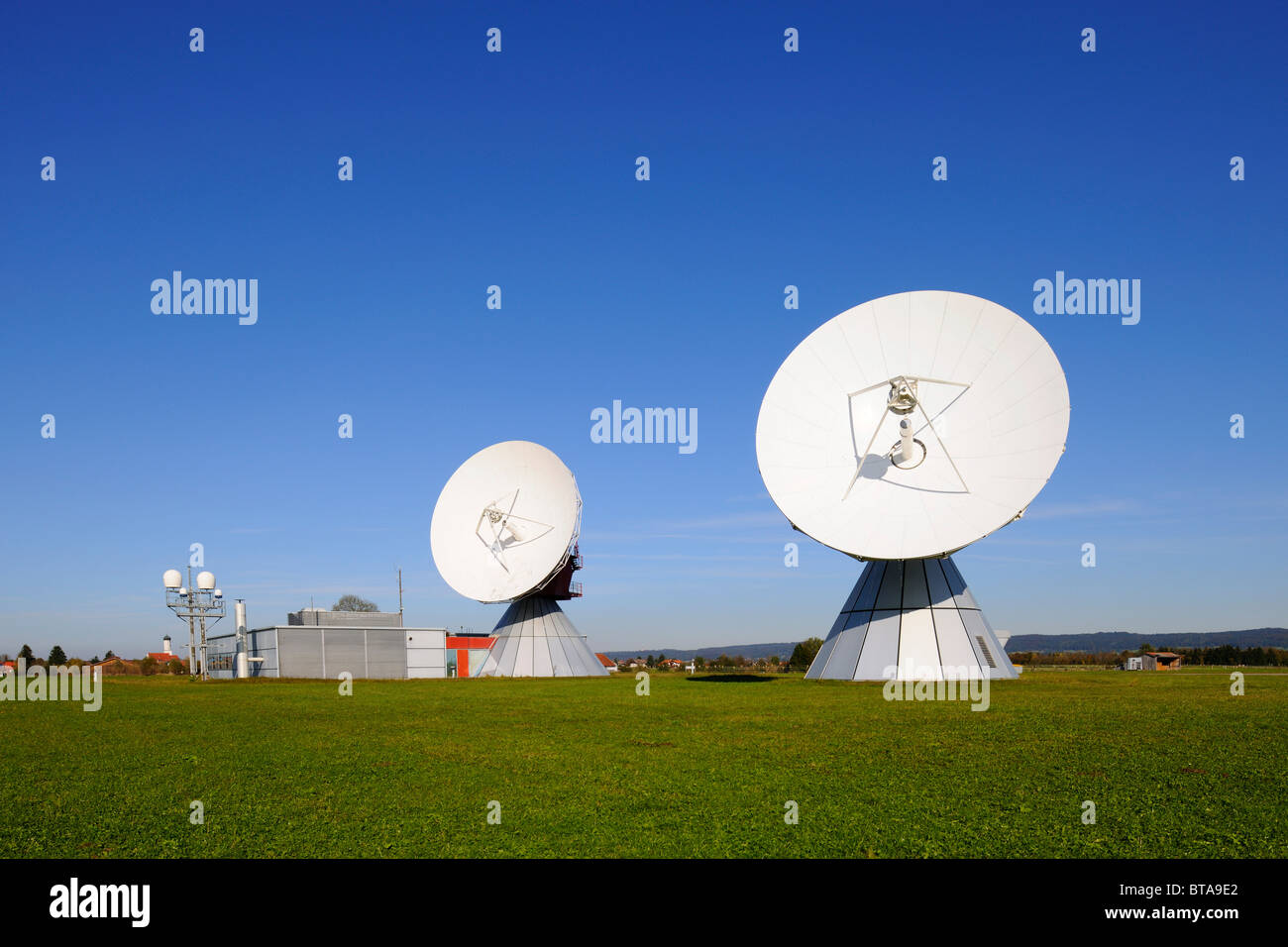 Bodenstation, Parabol-Antennen, Raisting, Bayern, Deutschland, Europa Stockfoto