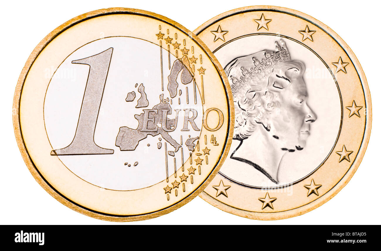 Zusammengesetzte "British Euro" mit Queens Head auf Euro umkehren Stockfoto