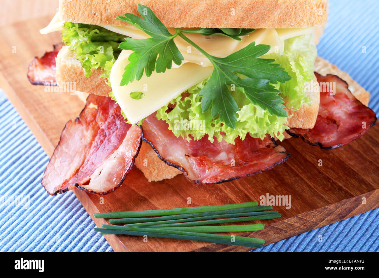 Speck und Käse-sandwich Stockfoto