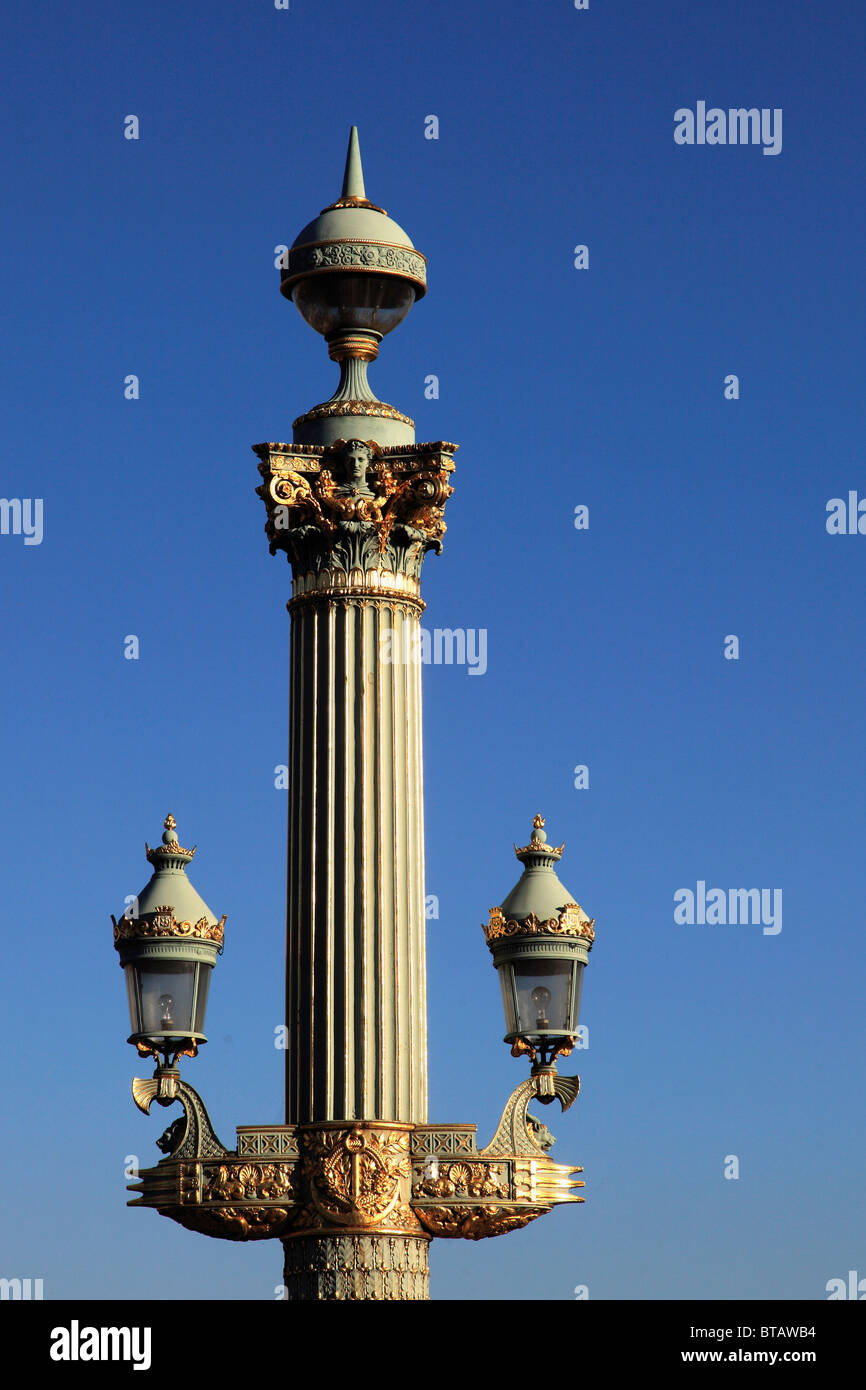 Frankreich, Paris, Place De La Concorde, Laternenpfahl, Stockfoto