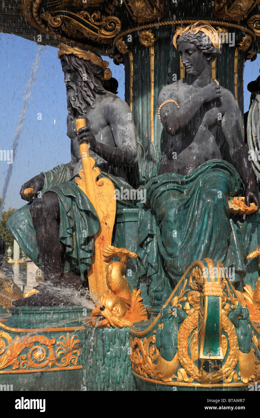 Frankreich, Paris, Place De La Concorde, Brunnen, Stockfoto