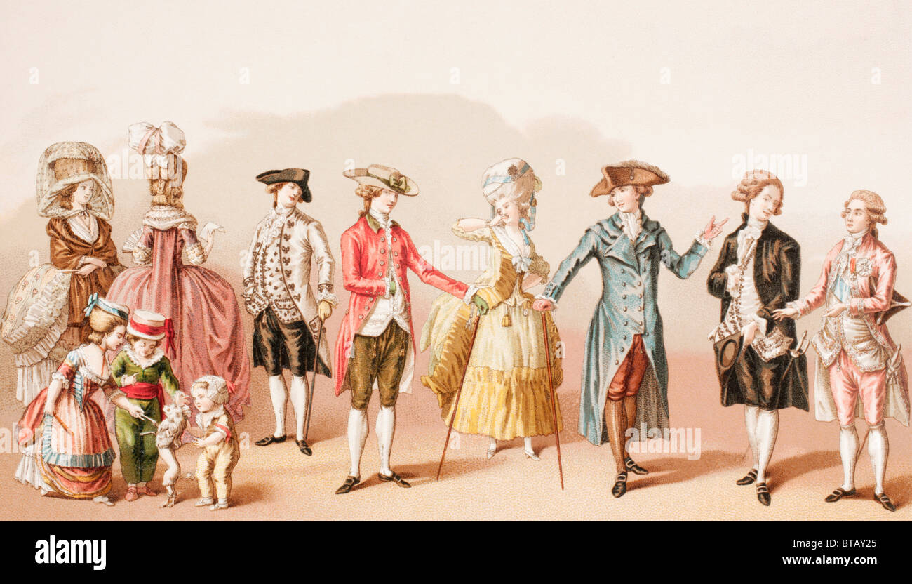 Französische Herrenmode während der Herrschaft von Louis XVI. Stockfoto