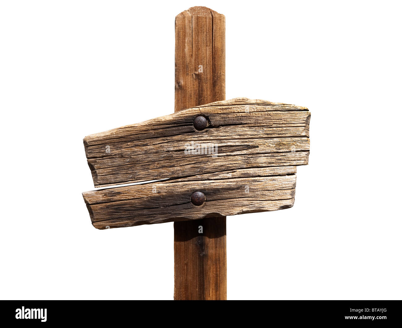 Rustikale leer Holzschild auf einem Wanderweg hoch in den Bergen oberhalb von Southern California. Stockfoto