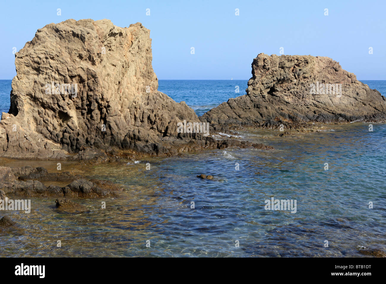 Felsformation am Cabo de Gata-Nijar Naturpark an der Costa de Almeria im Süden Spaniens Stockfoto