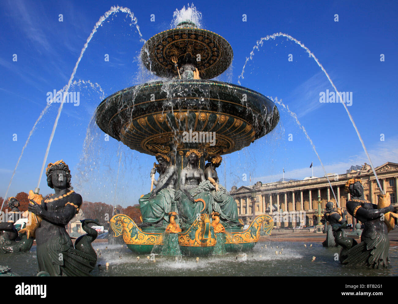Frankreich, Paris, Place De La Concorde, Brunnen, Stockfoto