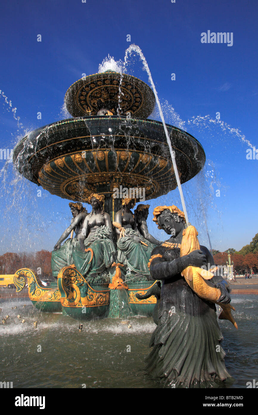 Frankreich, Paris, Place De La Concorde, Brunnen, Stockfoto