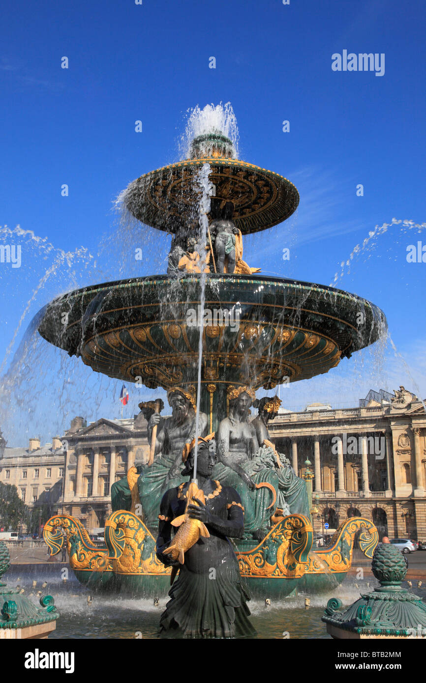 Frankreich, Paris, Place De La Concorde, Brunnen, Stockfoto