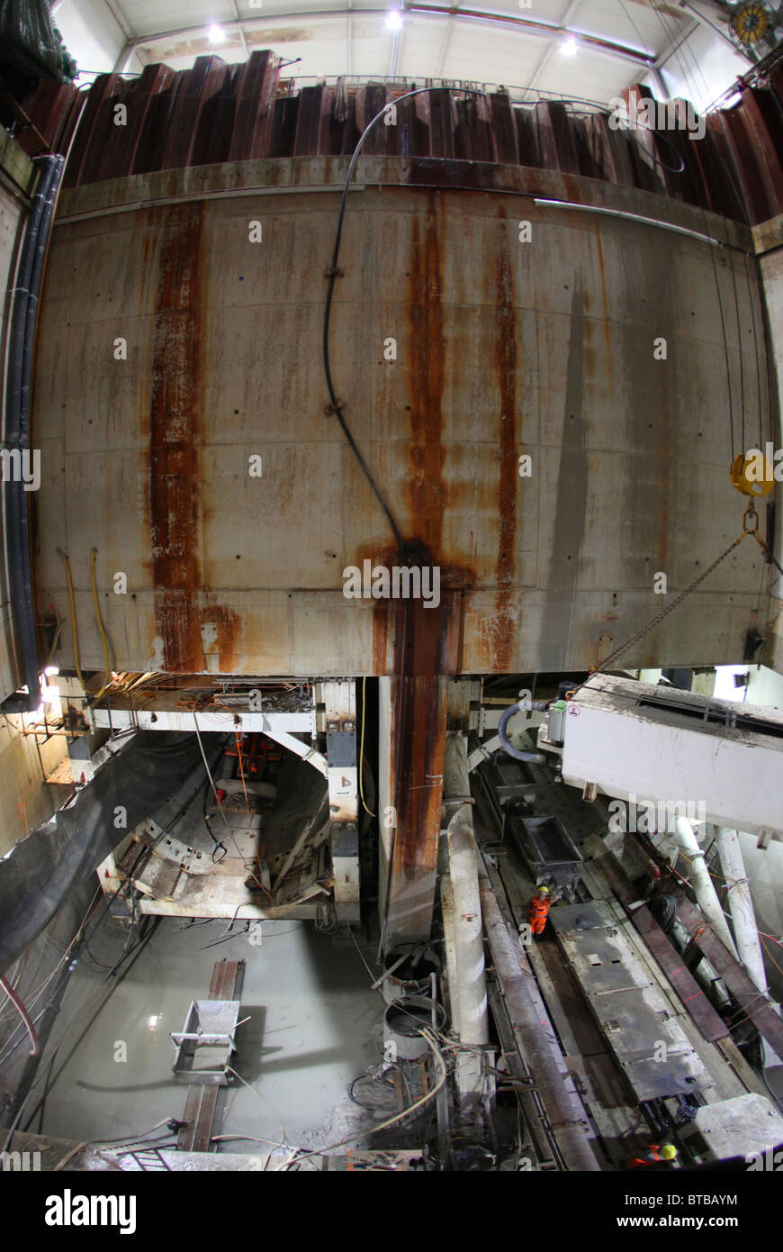 Bau der neuen u-Bahn in Amsterdam Stockfoto