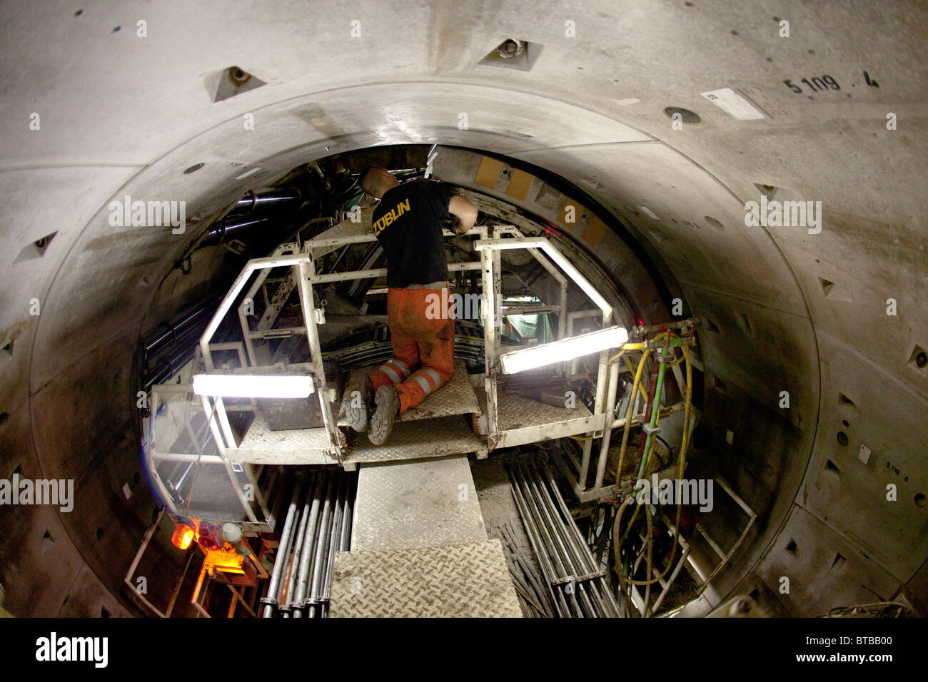 Bau der neuen u-Bahn in Amsterdam Stockfoto