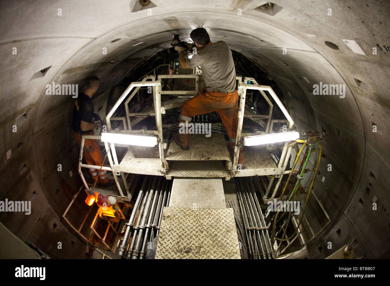 Bau der neuen u-Bahn in Amsterdam Stockfoto