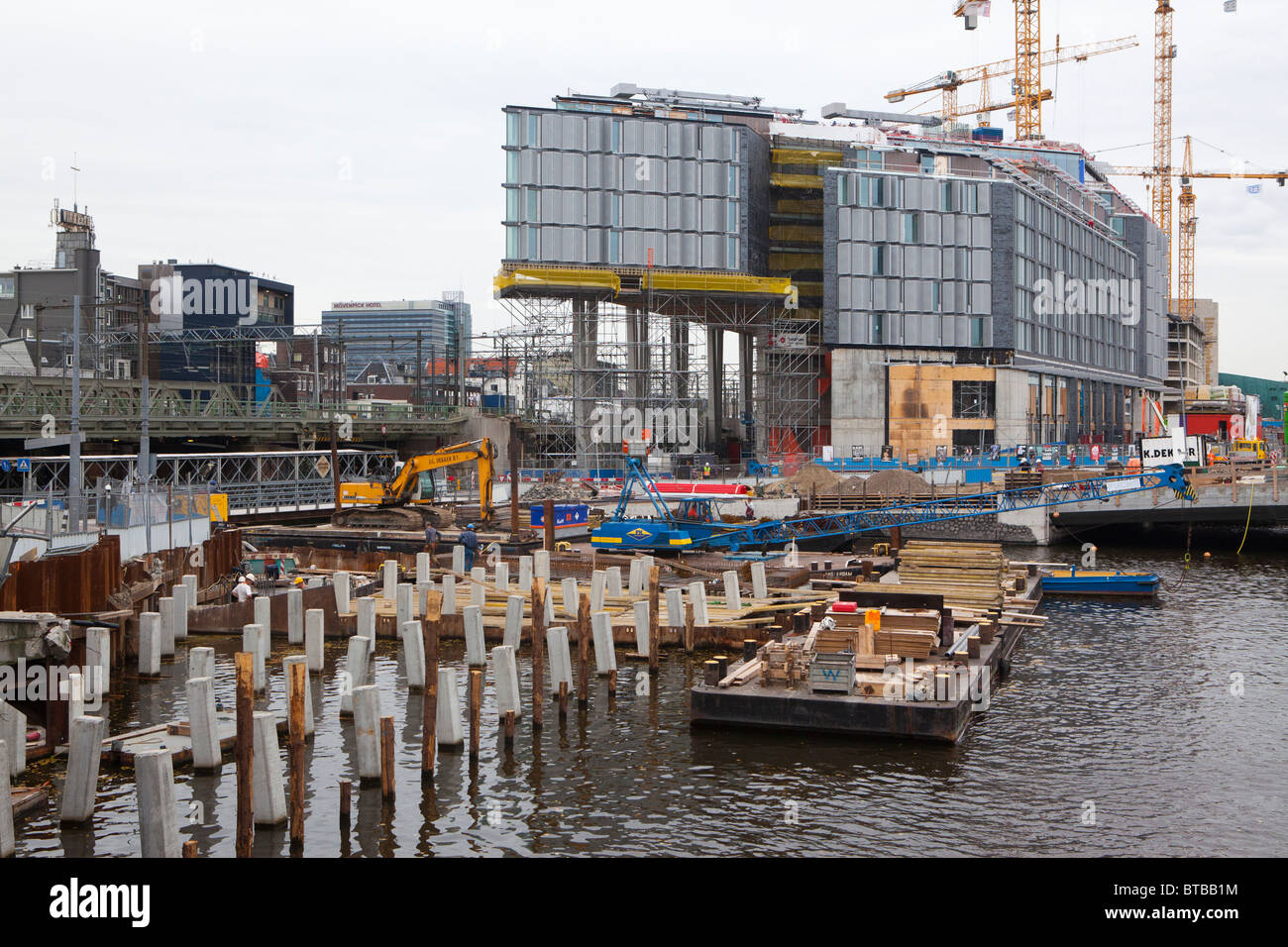 Bau der neuen u-Bahn in Amsterdam Stockfoto