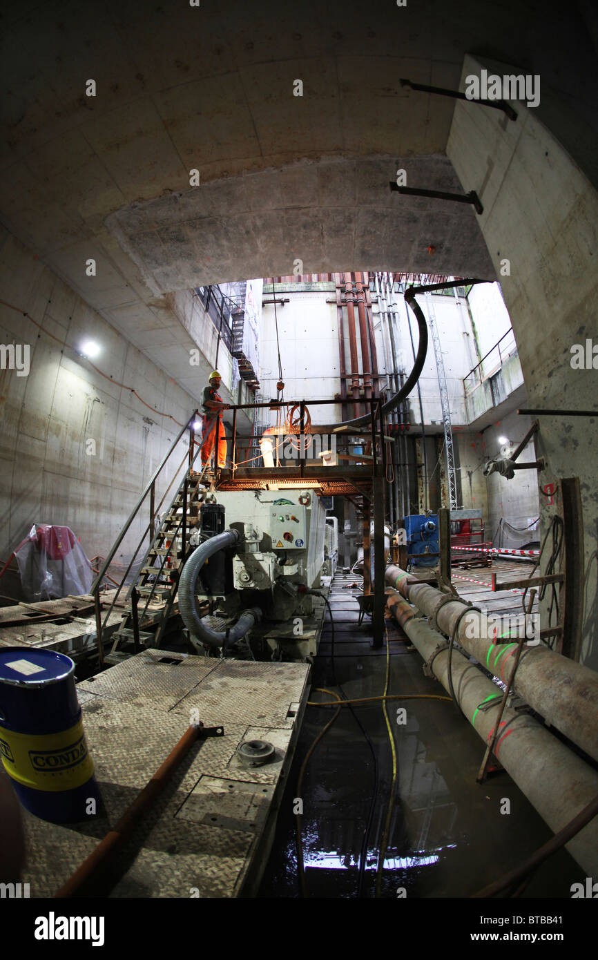 Bau der neuen u-Bahn in Amsterdam Stockfoto