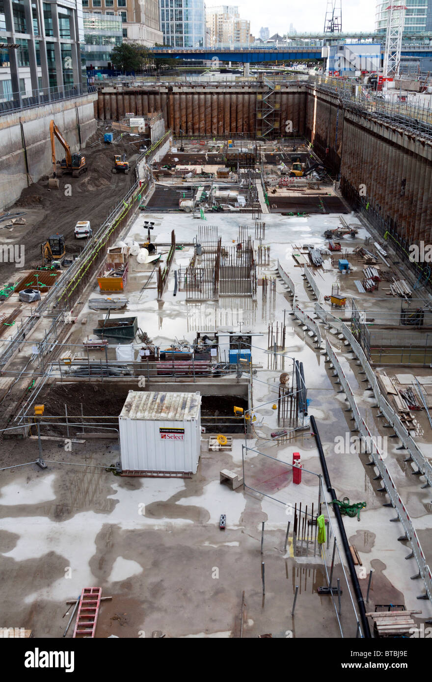 Canary Wharf Crossrail Station Bau - Docklands - London Stockfoto