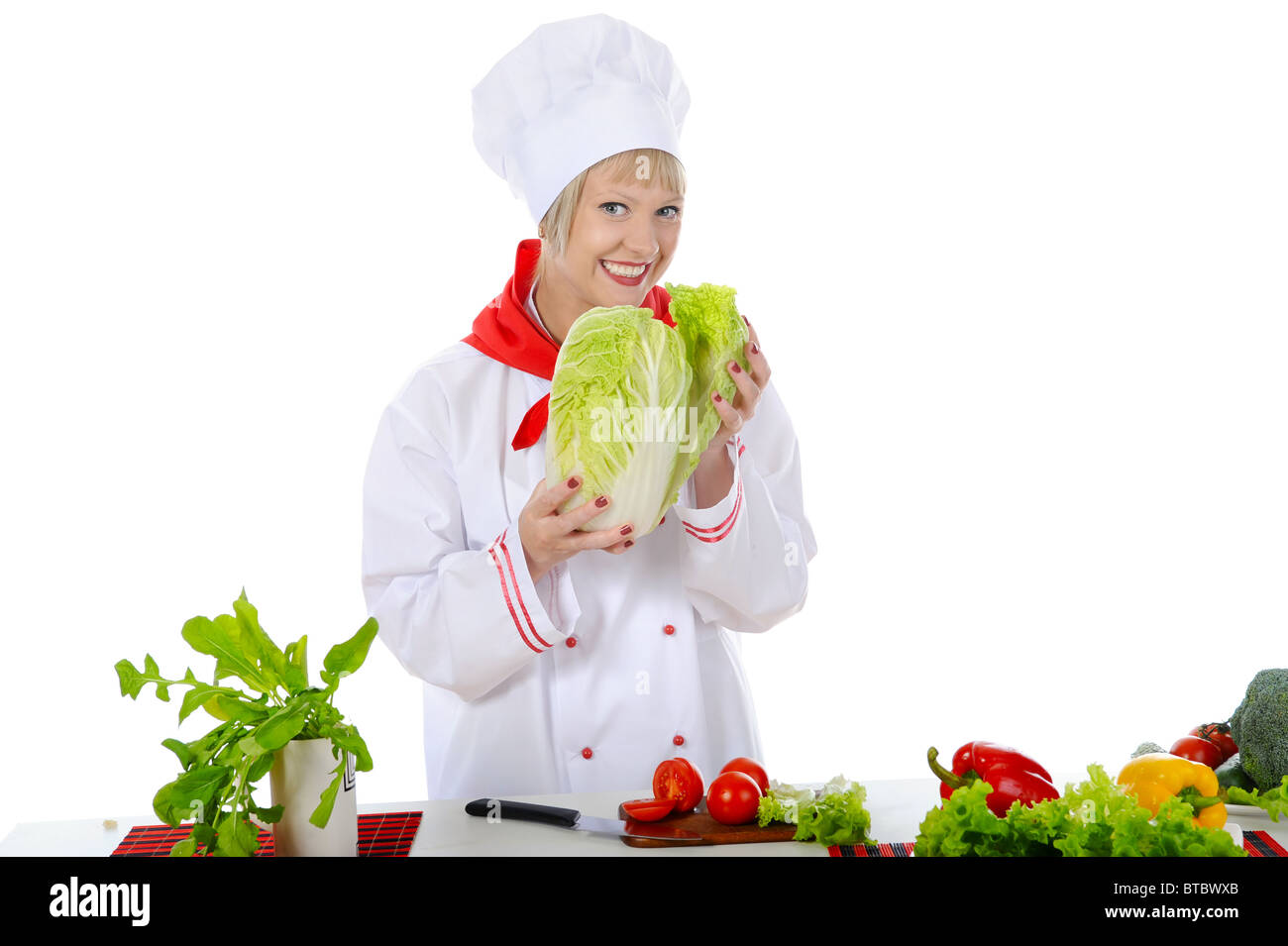 Koch in der Küche. Stockfoto