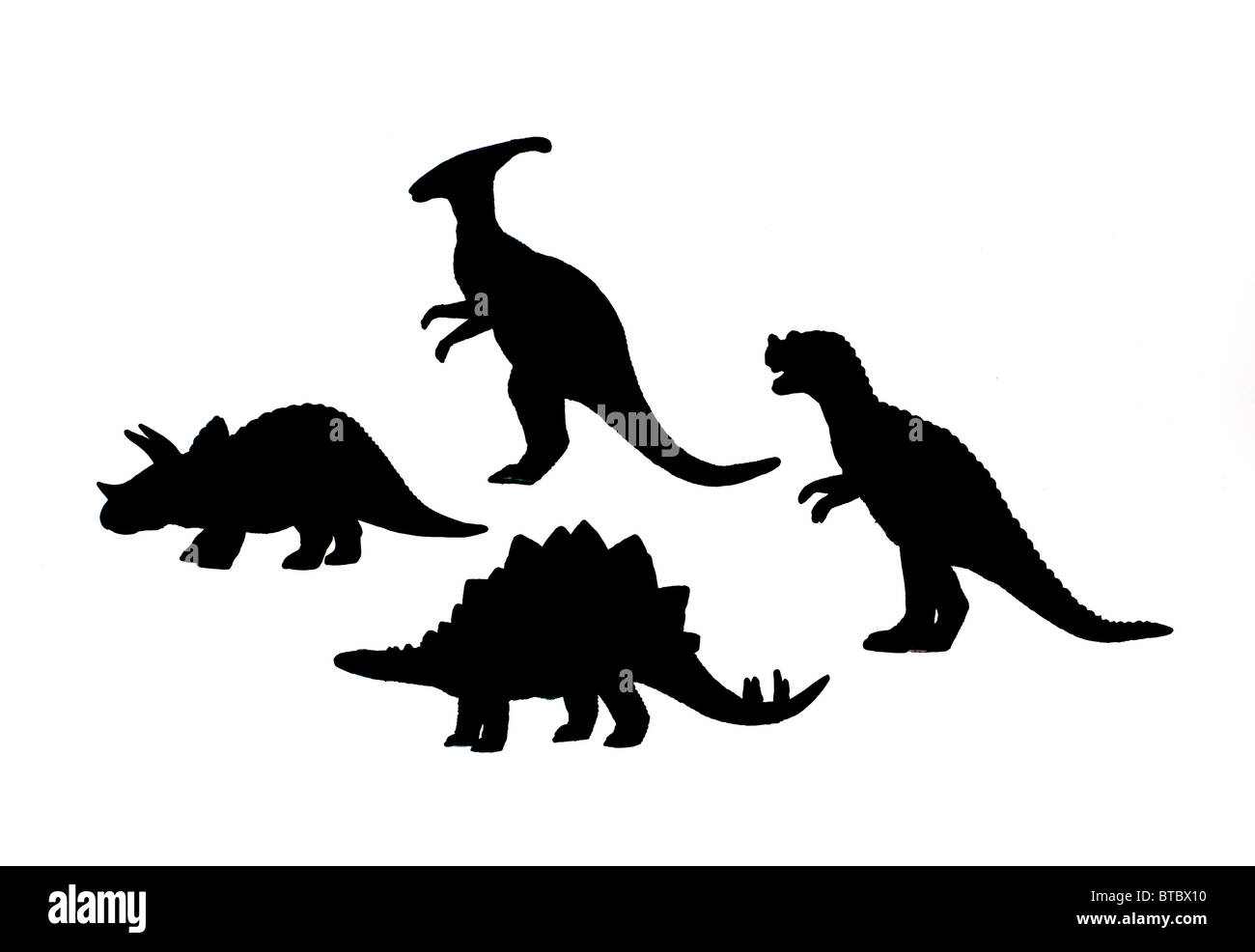 Silhouetten der Dinosaurier Stockfoto