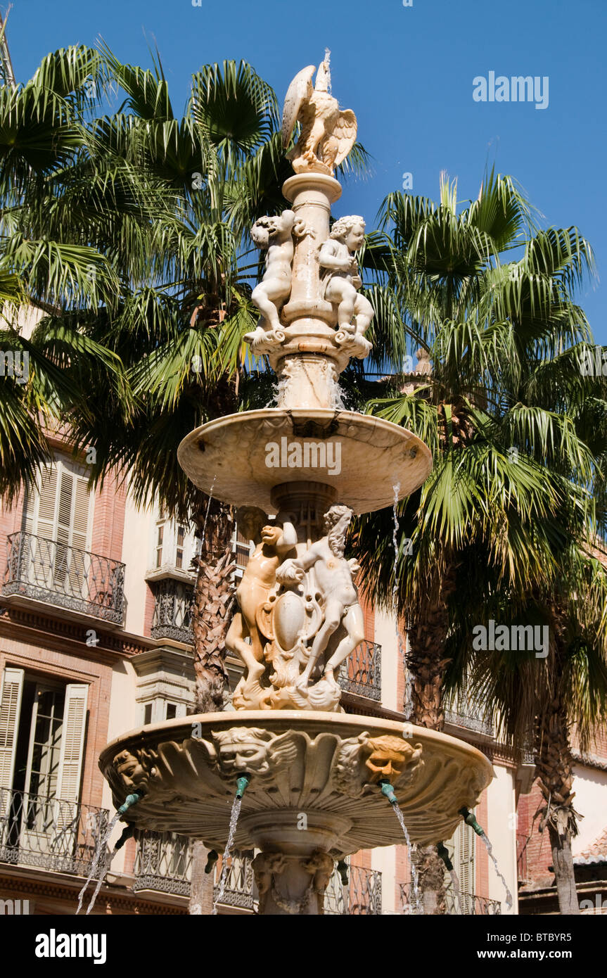 Malaga Spanien Andalusien Brunnen Stadt Stockfoto