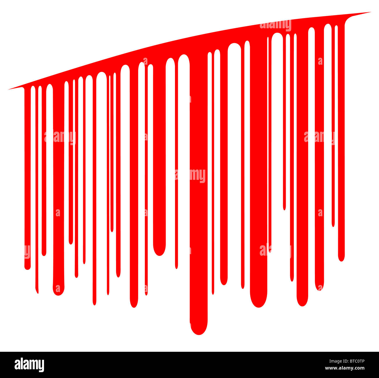 Gestaltungselement der Blut tropft aus einem Schnitt als Barcode-illustriert Stockfoto