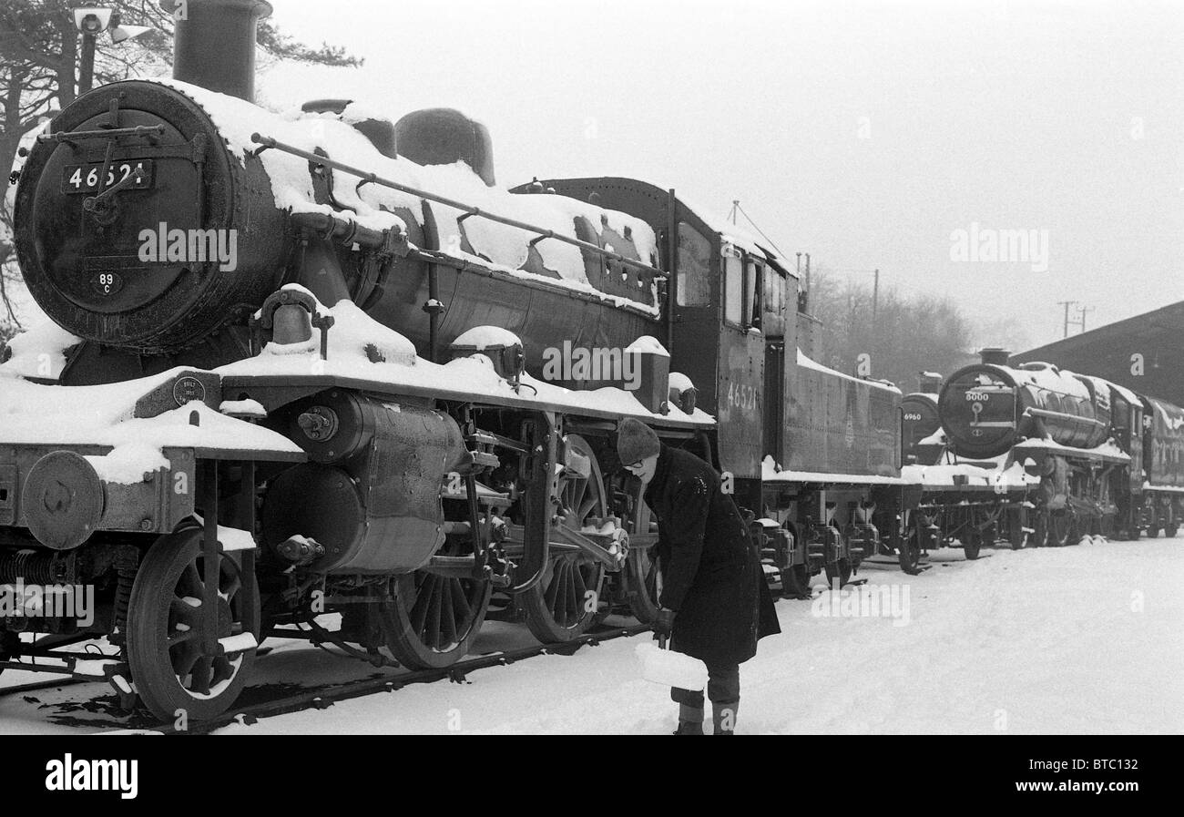 Severn Valley Railway in Bridgnorth während des Wintergefrieres von 1981/82 Großbritannien 1980er-BILD VON DAVID BAGNALL Stockfoto